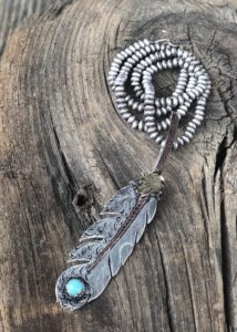 sterling silver feather pendant
